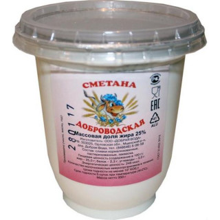 Сметана 25%, 400 г.